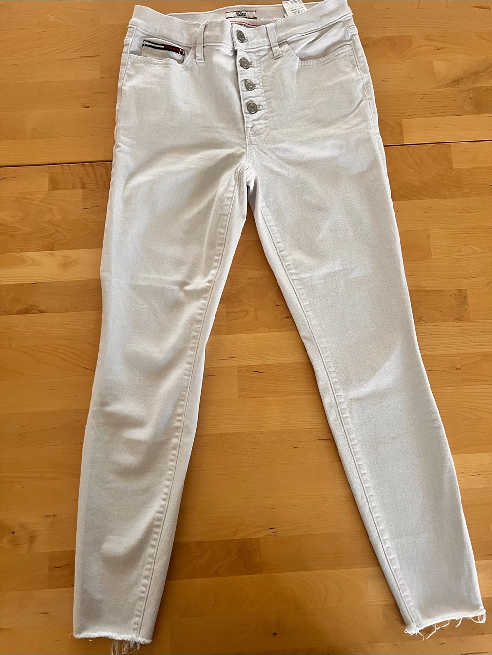 Tommy Hilfiger White Skinny Button-Fly Jeans
